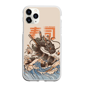 Чехол для iPhone 11 Pro Max матовый с принтом Sushi dragon , Силикон |  | Тематика изображения на принте: волны | дракон | суши | суши дракон | японские волны | японский дракон