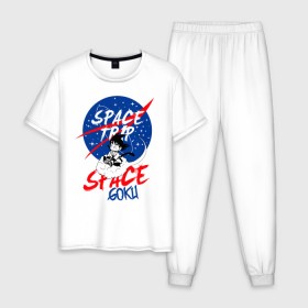 Мужская пижама хлопок с принтом Space trip , 100% хлопок | брюки и футболка прямого кроя, без карманов, на брюках мягкая резинка на поясе и по низу штанин
 | аниме | космическая | космос | наса | путешествие в космос
