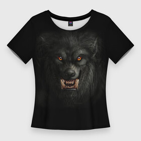 Женская футболка 3D Slim с принтом Вервольф ,  |  | вервольф | волк | волк оборотень | волк рычит | волк скалится | волчица | волчьи зубы | волчья голова | волчья пасть | голова волка | лютоволк | оборотень | оскал волка | трусы с волк | хищный оскал