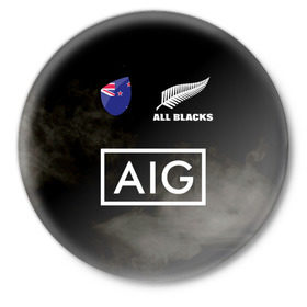 Значок с принтом ALL BLACKS ,  металл | круглая форма, металлическая застежка в виде булавки | Тематика изображения на принте: all blacks | new zealandd | rugby | новая зеландия | олл блэкс | регби | хака