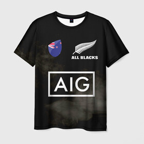 Мужская футболка 3D с принтом ALL BLACKS , 100% полиэфир | прямой крой, круглый вырез горловины, длина до линии бедер | all blacks | new zealandd | rugby | новая зеландия | олл блэкс | регби | хака