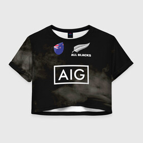 Женская футболка Crop-top 3D с принтом ALL BLACKS , 100% полиэстер | круглая горловина, длина футболки до линии талии, рукава с отворотами | all blacks | new zealandd | rugby | новая зеландия | олл блэкс | регби | хака