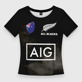 Женская футболка 3D Slim с принтом ALL BLACKS ,  |  | all blacks | new zealandd | rugby | новая зеландия | олл блэкс | регби | хака
