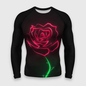 Мужской рашгард 3D с принтом Неоновая роза ,  |  | Тематика изображения на принте: 8 марта | neon | rose | неон | роза