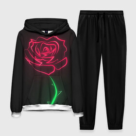 Мужской костюм 3D (с толстовкой) с принтом Неоновая роза ,  |  | Тематика изображения на принте: 8 марта | neon | rose | неон | роза