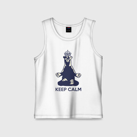 Детская майка хлопок с принтом Keep Calm ,  |  | Тематика изображения на принте: bear | calm | keep | keep calm | krown | meditation | корона | медведь | медитация | спокойствие