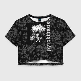 Женская футболка Crop-top 3D с принтом pyrokinesis , 100% полиэстер | круглая горловина, длина футболки до линии талии, рукава с отворотами | pyrokinesis | андрей | исполнитель | пирокинезис | российский | рэп | хип хоп