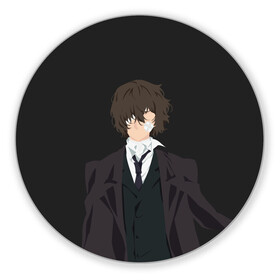 Коврик для мышки круглый с принтом Osamu Dazai , резина и полиэстер | круглая форма, изображение наносится на всю лицевую часть | bungou | dazai | dogs | osamu | stray | асаму | бродячие псы | бродячих | дадзай | дазай | литературные гении | осаму | проза | псов