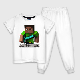Детская пижама хлопок с принтом MINECRAFT , 100% хлопок |  брюки и футболка прямого кроя, без карманов, на брюках мягкая резинка на поясе и по низу штанин
 | creeper | game | minecraft | блоки | игра | квадраты | компьютерная игра | крипер | майнкрафт