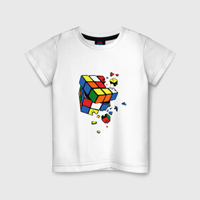 Детская футболка хлопок с принтом Кубик Рубика , 100% хлопок | круглый вырез горловины, полуприлегающий силуэт, длина до линии бедер | kubik rubika | головоломка | игра | куб | кубик рубика