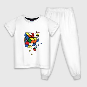 Детская пижама хлопок с принтом Кубик Рубика , 100% хлопок |  брюки и футболка прямого кроя, без карманов, на брюках мягкая резинка на поясе и по низу штанин
 | Тематика изображения на принте: kubik rubika | головоломка | игра | куб | кубик рубика