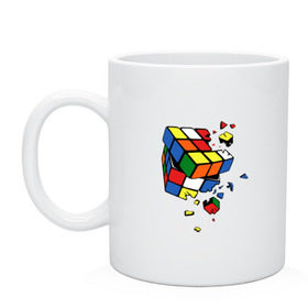 Кружка керамическая с принтом Кубик Рубика , керамика | объем — 330 мл, диаметр — 80 мм. Принт наносится на бока кружки, можно сделать два разных изображения | kubik rubika | головоломка | игра | куб | кубик рубика