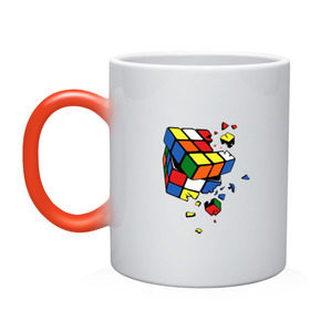 Кружка хамелеон с принтом Кубик Рубика , керамика | меняет цвет при нагревании, емкость 330 мл | kubik rubika | головоломка | игра | куб | кубик рубика