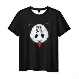 Мужская футболка 3D с принтом _Panda_ , 100% полиэфир | прямой крой, круглый вырез горловины, длина до линии бедер | color | have | hunter | panda | text | we | yes | австралия | арт | бе | высунула | глаза | голова | да | дикое | есть | животное | лбу | млекопитающее | на | надпись | нас | нос | охотник | панда | панды | показывает