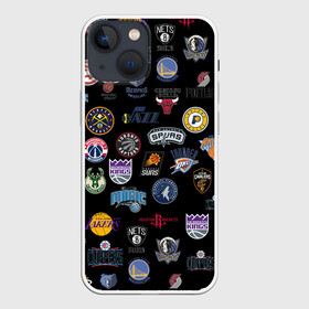 Чехол для iPhone 13 mini с принтом NBA Pattern | НБА Паттерн ,  |  | basketball | boston celtics | brooklyn nets | nba | new york knicks | philadel | toronto raptors | баскетбол | бостон селтикс | бруклин нетс | нба | нью йорк никс | спорт | торонто рэпторс | филадельфия 76ерс