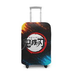 Чехол для чемодана 3D с принтом Kimetsu no yaiba оранжевосиний фон , 86% полиэфир, 14% спандекс | двустороннее нанесение принта, прорези для ручек и колес | demon slayer | demon slayer: kimetsu no yaiba | kimetsu | kimetsu no yaiba | nezuko | shinobu | slayer | tanjiro | иноске | клинок рассекающий демонов | незуко | танджиро | шинобу кочо