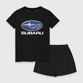 Женская пижама с шортиками хлопок с принтом SUBARU , 100% хлопок | футболка прямого кроя, шорты свободные с широкой мягкой резинкой | 2020 | auto | forester | impreza | outback | sport | sti | subaru | tribeca | wrx | авто | автомобиль | автомобильные | аутбек | бренд | врх | импреза | марка | машины | оутбек | спорт | сти | субару | трибека | форестер