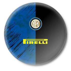 Значок с принтом Интер ,  металл | круглая форма, металлическая застежка в виде булавки | inter | pirelli | интер | италия | миланский клуб | фанат | футбол