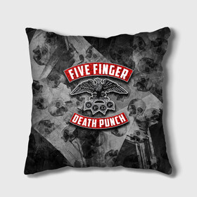 Подушка 3D с принтом Five Finger Death Punch , наволочка – 100% полиэстер, наполнитель – холлофайбер (легкий наполнитель, не вызывает аллергию). | состоит из подушки и наволочки. Наволочка на молнии, легко снимается для стирки | 5fdp | death | ffdp | finger | five | five finger death punch | punch | грув метал