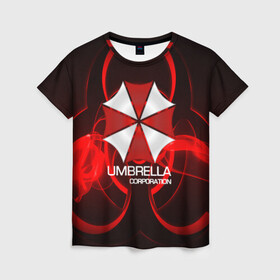 Женская футболка 3D с принтом Umbrella Corp , 100% полиэфир ( синтетическое хлопкоподобное полотно) | прямой крой, круглый вырез горловины, длина до линии бедер | biohazard | biohazard 7 | crocodile | fang | game | hand | monster | new umbrella | resident evil | resident evil 7 | umbrella | umbrella corp | umbrella corporation | zombie | обитель