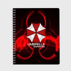 Тетрадь с принтом Umbrella Corp , 100% бумага | 48 листов, плотность листов — 60 г/м2, плотность картонной обложки — 250 г/м2. Листы скреплены сбоку удобной пружинной спиралью. Уголки страниц и обложки скругленные. Цвет линий — светло-серый
 | biohazard | biohazard 7 | crocodile | fang | game | hand | monster | new umbrella | resident evil | resident evil 7 | umbrella | umbrella corp | umbrella corporation | zombie | обитель