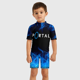Детский купальный костюм 3D с принтом PORTAL. , Полиэстер 85%, Спандекс 15% | застежка на молнии на спине | aperture science | black mesa xen | half life | portal | portal 2 | valve | игра | портал