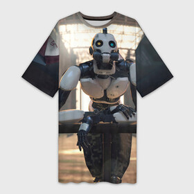 Платье-футболка 3D с принтом Любовь Смерть Роботы ,  |  | death | icon | love | love death robots | netflix | robots | series | любовь | мультфильм | нетфликс | нэтфликс | роботы | сериал