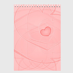 Скетчбук с принтом Сердечко , 100% бумага
 | 48 листов, плотность листов — 100 г/м2, плотность картонной обложки — 250 г/м2. Листы скреплены сверху удобной пружинной спиралью | 8 | валентин | волны | девочке | девушке | жене | интересная | линии | любимой | марта | прикольная. | розовая | сердечки | сердце