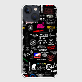 Чехол для iPhone 13 mini с принтом ЛОГОТИПЫ РОК ГРУПП | PATTERN (Z) ,  |  | ac dc | aerosmith | asap | avenged sevenfo | music | rock | айросмитр | альтернативный метал | асап | блюз рок | глэм метал | глэм рок | ню метал | рок | рок н ролл | сид уилсон | стивен тайлер | хард рок | эйси диси