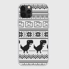 Чехол для iPhone 12 Pro Max с принтом Свитер с T-rexами , Силикон |  | game | t rex | арнамент | бабушке | бежит | браузер | внуку | вязаный | вязь | гугл | девушке | дед | дочке | женщине | игры | интернет | любим | маме | мужчине | п | папе | парню | пиксель | подарок | свитер