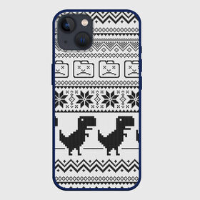 Чехол для iPhone 13 с принтом Свитер с T rexами ,  |  | game | t rex | арнамент | бабушке | бежит | браузер | внуку | вязаный | вязь | гугл | девушке | дед | дочке | женщине | игры | интернет | любим | маме | мужчине | п | папе | парню | пиксель | подарок | свитер