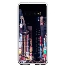 Чехол для Samsung Galaxy S10 с принтом Ночной Токио , Силикон | Область печати: задняя сторона чехла, без боковых панелей | город | города | дома | здания | иероглифы | надписи | небо | неон | ночь | огни | страны | сумерки | улица | фонари | япония