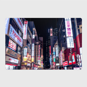 Магнитный плакат 3Х2 с принтом Ночной Токио , Полимерный материал с магнитным слоем | 6 деталей размером 9*9 см | город | города | дома | здания | иероглифы | надписи | небо | неон | ночь | огни | страны | сумерки | улица | фонари | япония