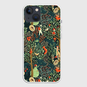 Чехол для iPhone 13 с принтом Abstraction Pattern ,  |  | abstraction pattern | forest | fox | girl | абстракция | лес | лисы | паттерн | узор