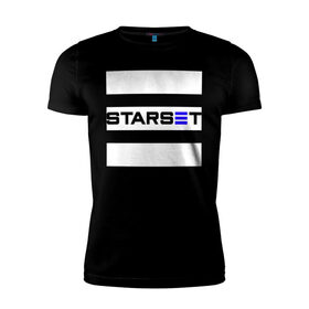 Мужская футболка хлопок Slim с принтом Starset logo , 92% хлопок, 8% лайкра | приталенный силуэт, круглый вырез ворота, длина до линии бедра, короткий рукав | logo | rock | starset | лого | рок | старсет