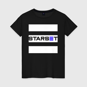 Женская футболка хлопок с принтом Starset logo , 100% хлопок | прямой крой, круглый вырез горловины, длина до линии бедер, слегка спущенное плечо | logo | rock | starset | лого | рок | старсет