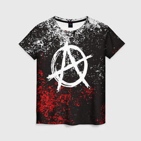 Женская футболка 3D с принтом АНАРХИЯ , 100% полиэфир ( синтетическое хлопкоподобное полотно) | прямой крой, круглый вырез горловины, длина до линии бедер | Тематика изображения на принте: anarchy | riot | rock | анархия | бунт | знаки | музыка | панки | рок | символ