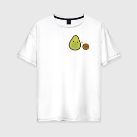 Женская футболка хлопок Oversize с принтом Авокадо , 100% хлопок | свободный крой, круглый ворот, спущенный рукав, длина до линии бедер
 | avocado | vegan | vegetarian | авокадо | веган | вегетарианство