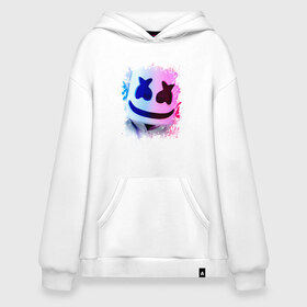 Худи SuperOversize хлопок с принтом MARSHMELLO , 70% хлопок, 30% полиэстер, мягкий начес внутри | карман-кенгуру, эластичная резинка на манжетах и по нижней кромке, двухслойный капюшон
 | america | dj | marshmello | smile | usa | америка | маршмелло | смайл | сша