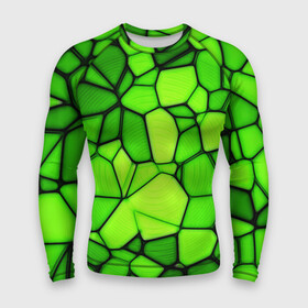 Мужской рашгард 3D с принтом Зеленая мозаика ,  |  | зеленая мозаика | зелень | мозаика | мозаичный узор | текстура | узор мозаика