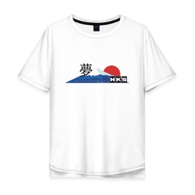 Мужская футболка хлопок Oversize с принтом HKS Japan JDM , 100% хлопок | свободный крой, круглый ворот, “спинка” длиннее передней части | 