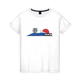 Женская футболка хлопок с принтом HKS Japan JDM , 100% хлопок | прямой крой, круглый вырез горловины, длина до линии бедер, слегка спущенное плечо | Тематика изображения на принте: 