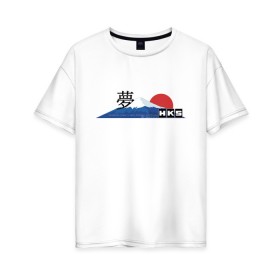 Женская футболка хлопок Oversize с принтом HKS Japan JDM , 100% хлопок | свободный крой, круглый ворот, спущенный рукав, длина до линии бедер
 | Тематика изображения на принте: 