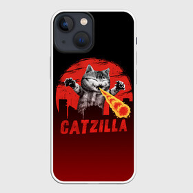 Чехол для iPhone 13 mini с принтом CATZILLA | КЭТЗИЛЛА ,  |  | catzilla | годзилла | кот | котик | кошка | кэтзилла | мимими | прикол | прикольная