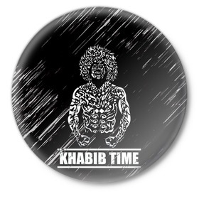 Значок с принтом KHABIB ,  металл | круглая форма, металлическая застежка в виде булавки | khabib | боец | борец | мма | нурмагомедов | орёл | хабиб
