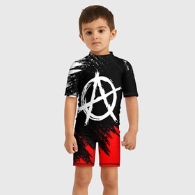 Детский купальный костюм 3D с принтом АНАРХИЯ | ANARCHY (Z) , Полиэстер 85%, Спандекс 15% | застежка на молнии на спине | anarchy | riot | rock | анархия | бунт | знаки | музыка | панки | рок | символ