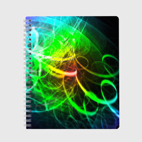 Тетрадь с принтом ЗЕЛЕНЫЙ НЕОН , 100% бумага | 48 листов, плотность листов — 60 г/м2, плотность картонной обложки — 250 г/м2. Листы скреплены сбоку удобной пружинной спиралью. Уголки страниц и обложки скругленные. Цвет линий — светло-серый
 | abstract | abstraction | color | fractal | geometry | paitnt | polygon | polygonal | psy | абстракция | геометрия | краски | неоновые | полигоны | психоделика | фрактал