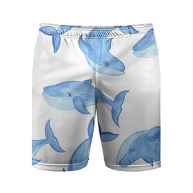 Мужские шорты спортивные с принтом Косяк китов ,  |  | арт | карандашом | кит | киты | красками | море | моря | океан | океаны | под водой | рисунок