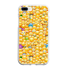Чехол для iPhone 7Plus/8 Plus матовый с принтом Смайлики Emoji , Силикон | Область печати: задняя сторона чехла, без боковых панелей | Тематика изображения на принте: emoji | smile | sticker | грусть | любовь | печаль | плачь | смайлики | стикеры | текстура | улыбка | эмоджи | эмодзи