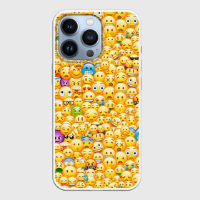 Чехол для iPhone 13 Pro с принтом Смайлики Emoji ,  |  | emoji | smile | sticker | грусть | любовь | печаль | плачь | смайлики | стикеры | текстура | улыбка | эмоджи | эмодзи